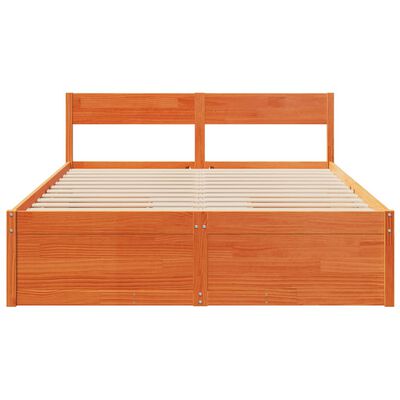 vidaXL Cama sin colchón madera maciza pino marrón cera 150x200 cm