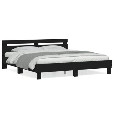 vidaXL Estructura cama con cabecero madera ingeniería negro 200x200 cm