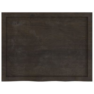 vidaXL Encimera baño madera maciza tratada marrón oscuro 80x60x(2-4)cm