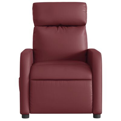 vidaXL Sillón de masaje reclinable de cuero artificial rojo tinto