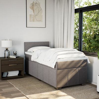 vidaXL Cama box spring con colchón tela gris taupe 90x190 cm