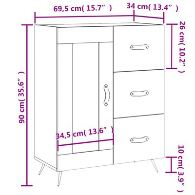 vidaXL Aparador de madera de ingeniería roble ahumado 69,5x34x90 cm