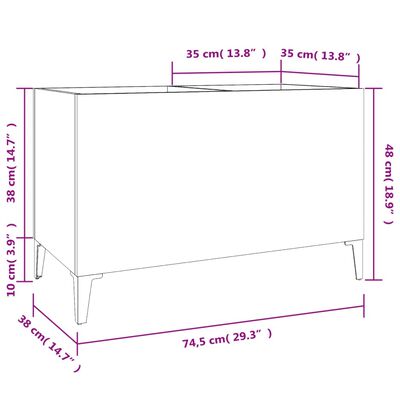 vidaXL Mueble discos madera contrachapada roble Sonoma 74,5x38x48 cm