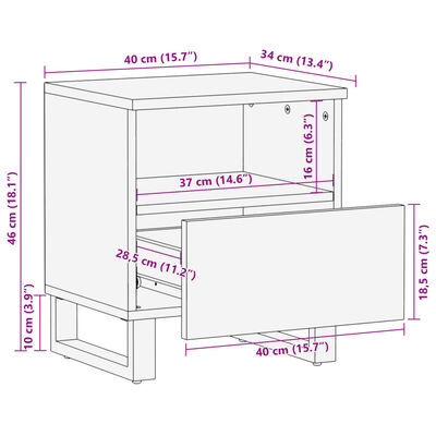 vidaXL Mesita de noche madera maciza mango blanqueado 40x34x46 cm