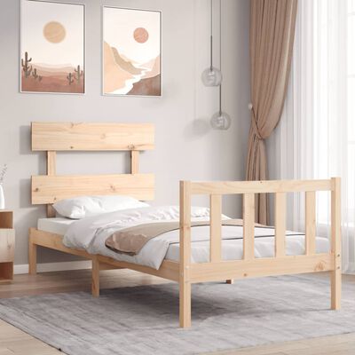 vidaXL Estructura de cama individual con cabecero madera maciza