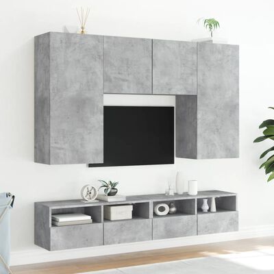 vidaXL Muebles de pared de TV 2 uds madera gris hormigón 100x30x30 cm