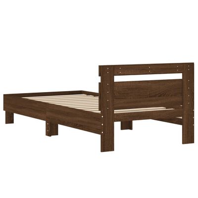 vidaXL Estructura cama con cabecero sin colchón marrón roble 75x190 cm