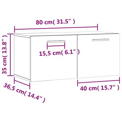 vidaXL Armario de pared madera de ingeniería gris Sonoma 80x36,5x35 cm