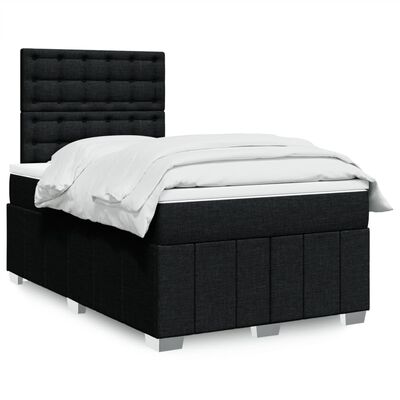 vidaXL Cama box spring con colchón tela negro 120x200 cm