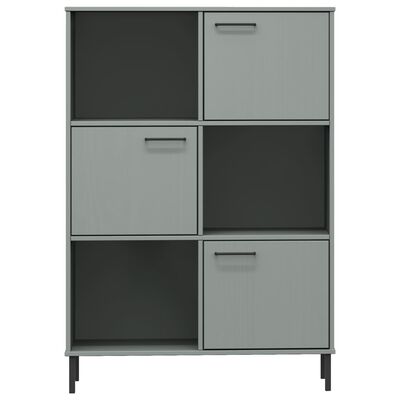 vidaXL Librería patas de metal OSLO madera maciza gris 90x35x128,5cm