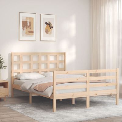 vidaXL Estructura de cama con cabecero madera maciza 140x200 cm