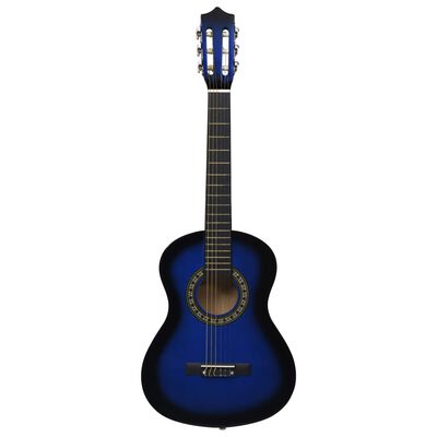 vidaXL Set de guitarra clásica para principiantes 8 pzas azul 1/2 34"