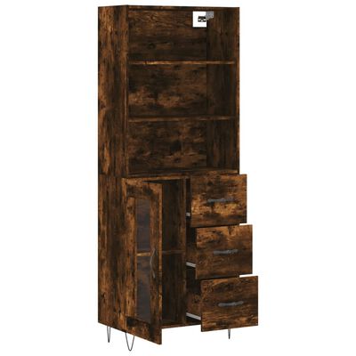 vidaXL Aparador alto madera contrachapada roble ahumado 69,5x34x180 cm