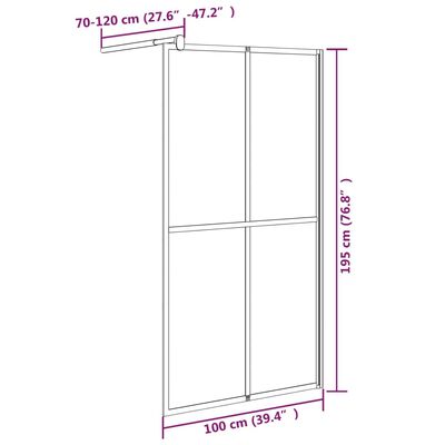 vidaXL Mampara de ducha accesible vidrio templado oscuro 100x195 cm