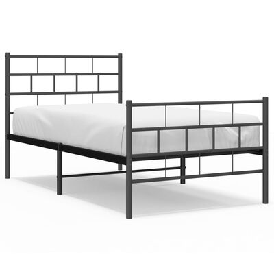 vidaXL Estructura cama sin colchón con estribo metal negro 100x200 cm