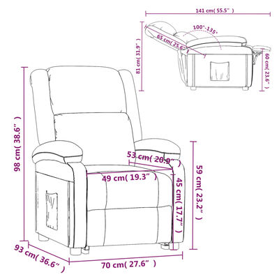 vidaXL Sillón reclinable de tela gris oscuro