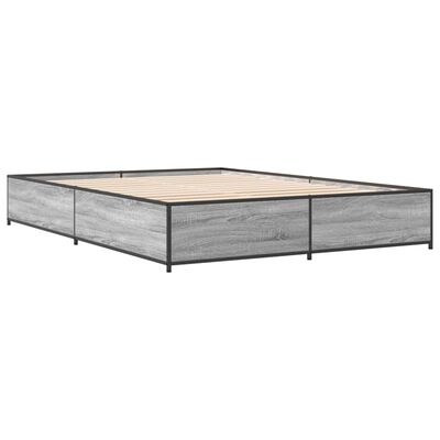 vidaXL Estructura cama madera ingeniería metal gris Sonoma 140x200 cm