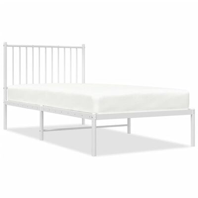 vidaXL Estructura cama sin colchón con cabecero metal blanco 90x190 cm