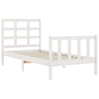 vidaXL Estructura de cama con cabecero madera maciza blanco 90x200 cm