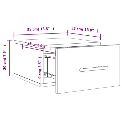 vidaXL Mesitas de noche de pared 2 uds color gris hormigón 35x35x20 cm