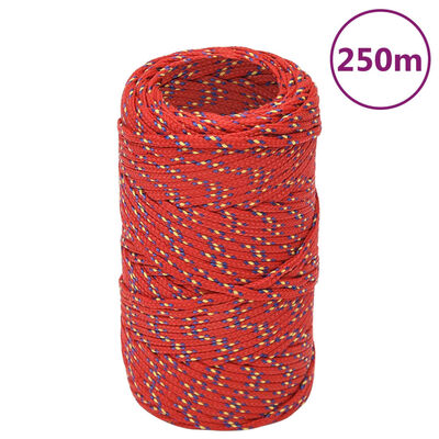 vidaXL Cuerda de barco polipropileno rojo 2 mm 250 m