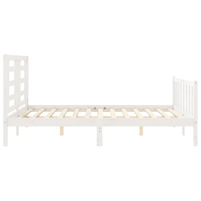 vidaXL Estructura de cama con cabecero madera maciza blanco 160x200 cm