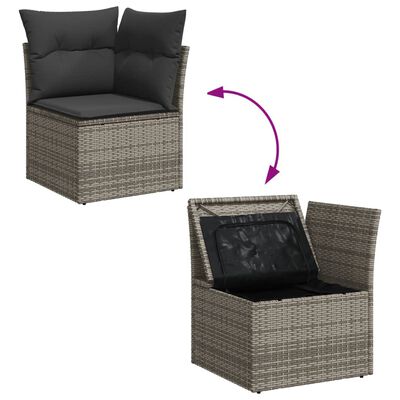 vidaXL Set de muebles de jardín 9 pzas y cojines ratán sintético gris