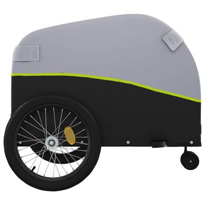 vidaXL Remolque para bicicleta hierro negro y verde 45 kg