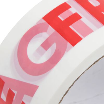 vidaXL Cinta de embalaje 36 piezas letras FRÁGIL blanco 48 mm x 66 m