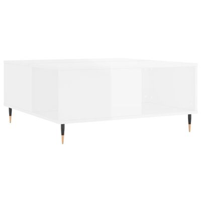 vidaXL Mesa de centro madera contrachapada blanco brillo 80x80x36,5 cm