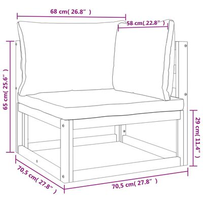 vidaXL Juego muebles de jardín 5 piezas madera maciza y cojines verdes