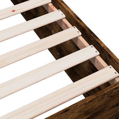 vidaXL Estructura de cama madera de ingeniería roble humo 100x200 cm
