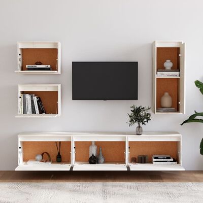 vidaXL Muebles para TV 6 piezas madera maciza de pino blanco