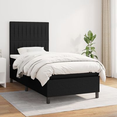 vidaXL Cama box spring con colchón tela negro 90x190 cm