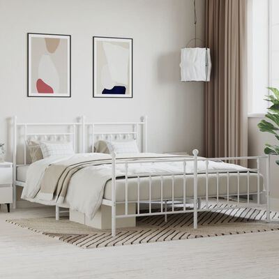 vidaXL Estructura cama metal con cabecero y estribo blanco 160x200 cm