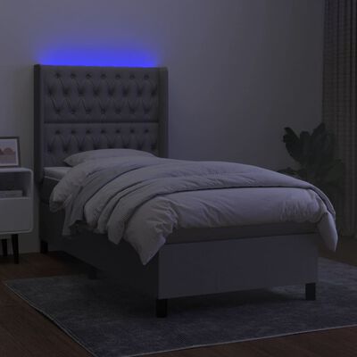 vidaXL Cama box spring colchón y luces LED tela gris claro 100x200 cm