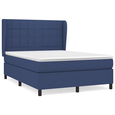 vidaXL Cama box spring con colchón tela azul 140x190 cm