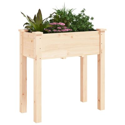 vidaXL Jardinera con forro interior madera maciza de abeto 71x37x76 cm