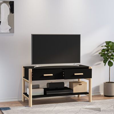 vidaXL Mueble para TV madera contrachapada negro 82x38x45 cm