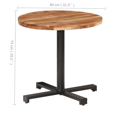 vidaXL Mesa de bistró redonda madera maciza de mango Ø80x75 cm