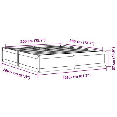 vidaXL Estructura de cama sin colchón madera maciza de pino 200x200 cm