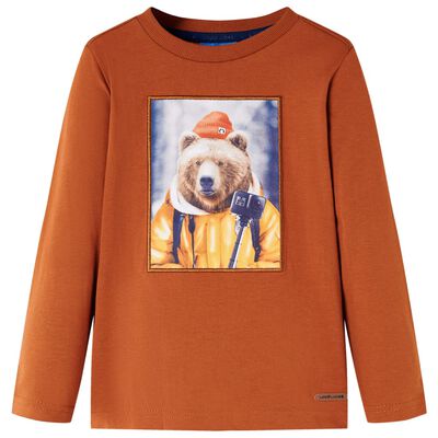 Camiseta infantil de manga larga naranja tostado 116