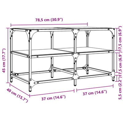 vidaXL Mesa de centro superficie de vidrio acero 78,5x40x45 cm