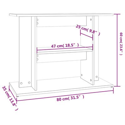 vidaXL Soporte para acuario madera ingeniería gris Sonoma 80x35x60 cm