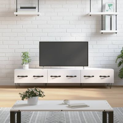 vidaXL Mueble de TV madera de ingeniería blanco brillo 150x36x30 cm