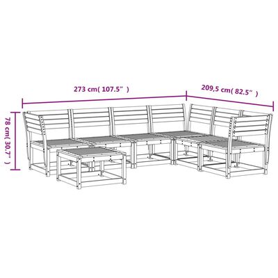 vidaXL Juego de muebles jardín 7 pzas madera maciza pino marrón cera