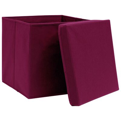 Cajas almacenaje 10 uds tela no tejida rojo oscuro 28x28x28 cm
