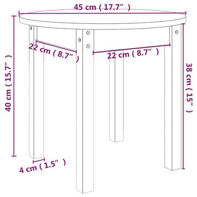 vidaXL Mesa de centro de madera maciza de pino gris Ø 45x40 cm