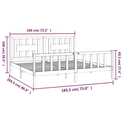 vidaXL Estructura de cama con cabecero madera de pino negro 180x200 cm