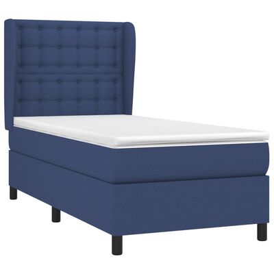 vidaXL Cama box spring con colchón tela azul 80x200 cm